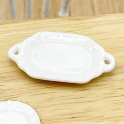 Dollhouse Miniature White Serving Dish with Handlles ~ IM65640 