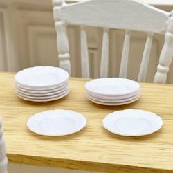 Dollhouse Miniature White Dinner Plate Set