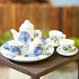 Miniature Blue Rose Tea Set