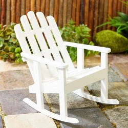 Miniature White Wood Adirondack Rocking Chair