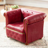 Dollhouse Miniature Red Contemporary Chesterfield Arm Chair