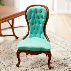 Dollhouse Miniature Green Spoon Back Slipper Chair