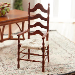Dollhouse Miniature Walnut Ladder Back Armchair