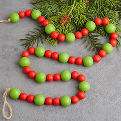 Red and Green Wood Bead Garland