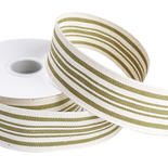Canvas Sage Stripes Wired Edge Ribbon