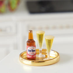 Dollhouse Miniature Pilsners and Beer On Tray