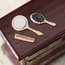 Miniature Gold Mirror, Brush and Comb Set
