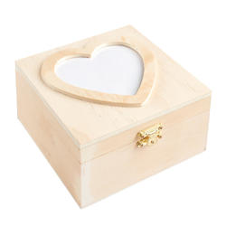 Unfinished Wooden Heart Photo Box