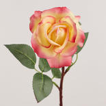 Yellow and Pink Artificial Real Touch Caroline Rose Stem