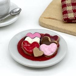Dollhouse Miniature Plate of Valentine Cookies