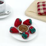Dollhouse Miniature Strawberries and Chocolate Plate