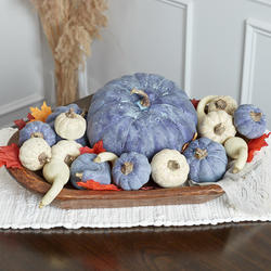 Artificial Mixed Blue and Cream Pumpkins and Gourds