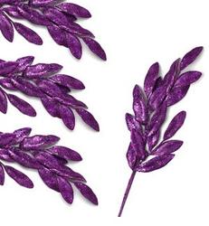 Purple Artificial Glittered Leaf Sprays