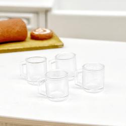 Dollhouse Miniature Clear Coffee Mug Set