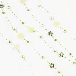 Green Flower and Bead Garland