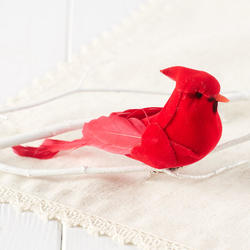 Red Feathered Cardinal Artificial Bird with Clip