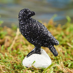 Miniature Black Glitter Crow
