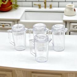 Dollhouse Miniature Clear Pitchers With Lids