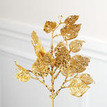 Gold Glittered Ficus Leaves Pick