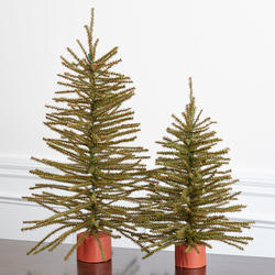 Artificial Pine Trees with Wood Base Set