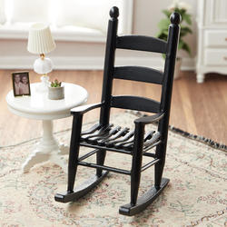 Dollhouse Miniature Black Rocking Chair