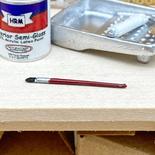Miniature Dollhouse Can of Red Paint With Brush 1:12 Scale New 