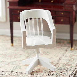 Dollhouse Miniature White Swivel Desk Chair Office Furniture