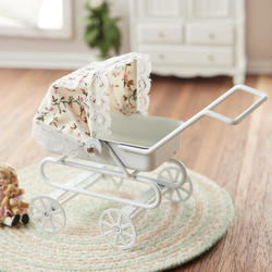 Dollhouse Miniature Baby Carriage with Tilt Top