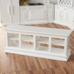 Dollhouse Miniature Wood White Long Store Display Counter with Clear Top T6086 
