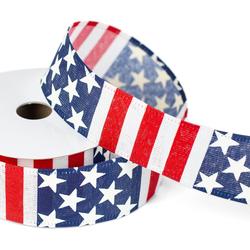 Patriotic Stars and Stripes Wired Edge Ribbon