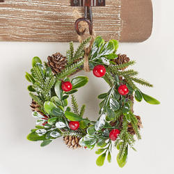 Snowy Boxwood and Red Berries Mini Wreath