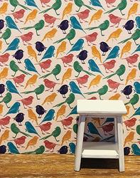 Dollhouse Miniature Colorful Birds Wallpaper