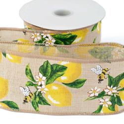 Bees and Lemons Wired Ribbon