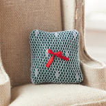 Miniature Green Thrown Pillow with Lace Overlay