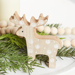Nordic Wooden Moose with Snowflakes