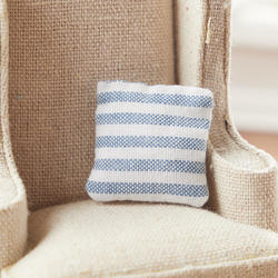 Miniature Blue and White Stripe Accent Pillow