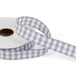 Gray Gingham Check Wired Ribbon
