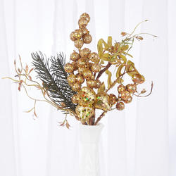 Gold Glittered Ball and Artificial Pine Spray