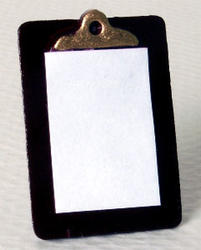 Dollhouse Miniature Brown Clipboard With Paper