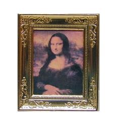 Dollhouse Miniature Mona Lisa In Metal Frame