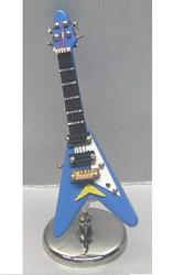 Miniature Blue Electric Guitar with Case and Stand