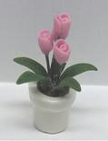 Dollhouse Miniature Potted Pink Tulips