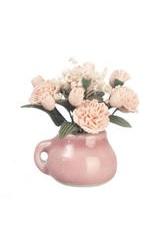 Dollhouse Miniature Pink Rosebuds in a Vase