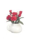 Dollhouse Miniature Potted Red Rosebuds and Carnations