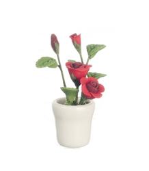 Dollhouse Miniature Potted Red Roses