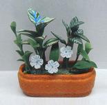 Dollhouse Miniature Potted Blue Daisies and Tropical Plants