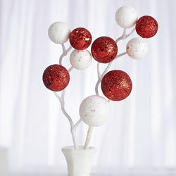 Red and White Glittered Ball Pick
