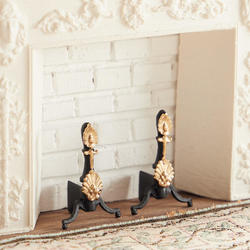 Dollhouse Miniature Black and Gold Andiron Set