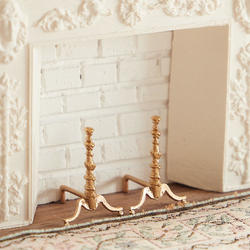 Dollhouse Miniature Brass Fireplace Andirons