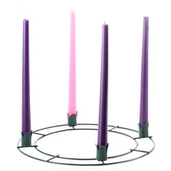 Advent Wreath Metal Wire Frame Ring and Taper Candles Set